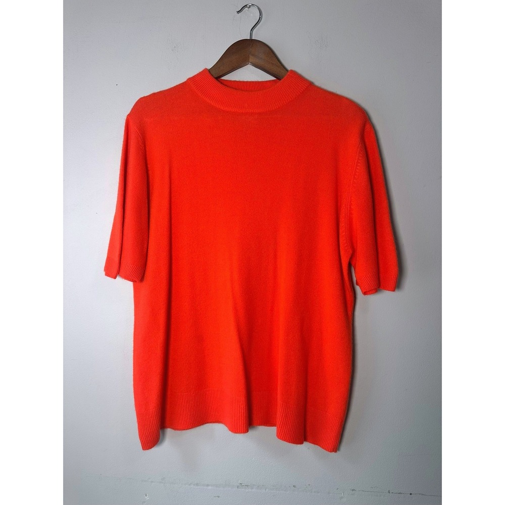 🎃 Sag Harbor Orange Short Sleeve Mock Neck Knit Sweater XL
